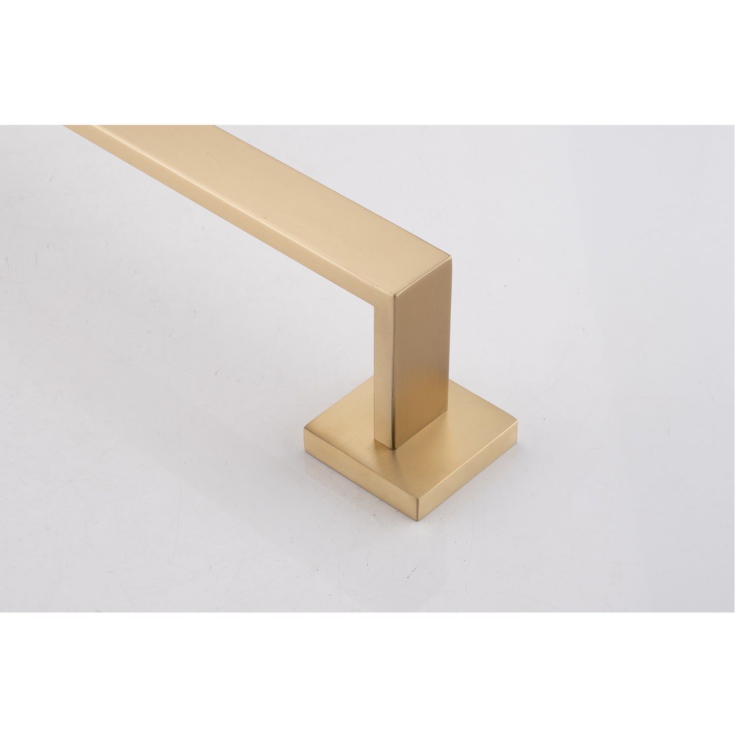 Modern brass towel bar with clean lines and a brushed finish