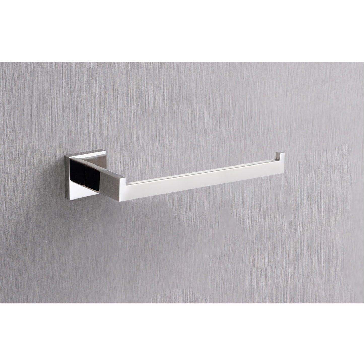 Sleek chrome wallmounted toilet paper holder with minimalist design