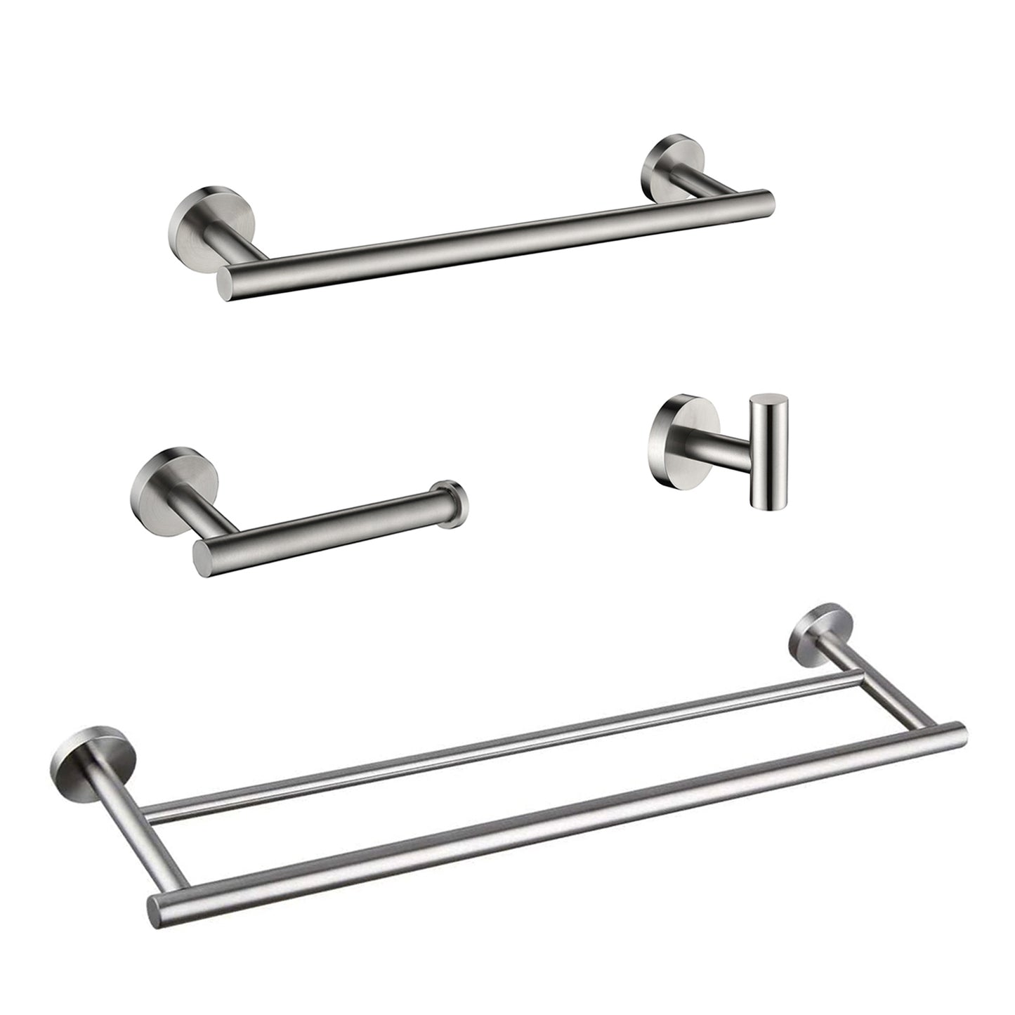 Brushed nickel towel bar with clean lines for modern bathrooms