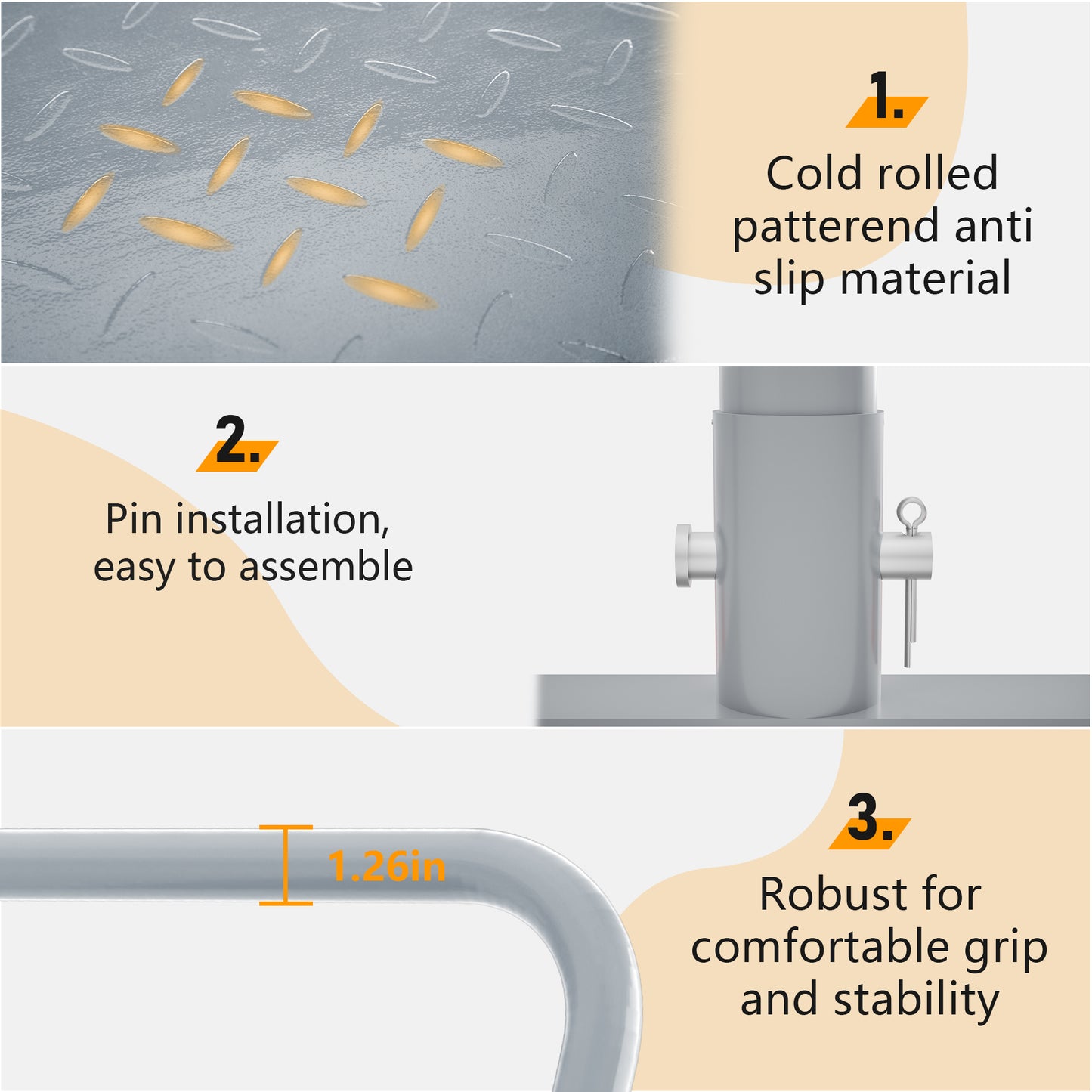 Cold rolled patterned antislip material for enhanced traction