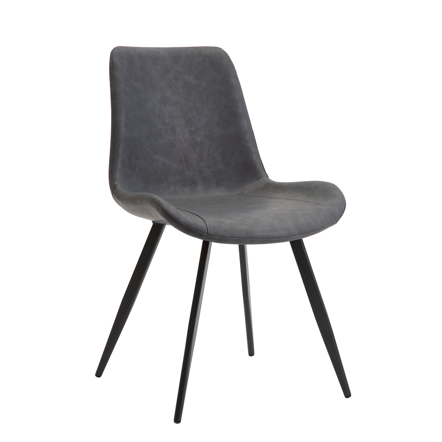 TREATLIFE HOME Modern Design Dining Chairs 2pc Set, Gray Faux Leather Upholstery, Black Metal Legs, Elegant Addition to Kitchen or Dining Room