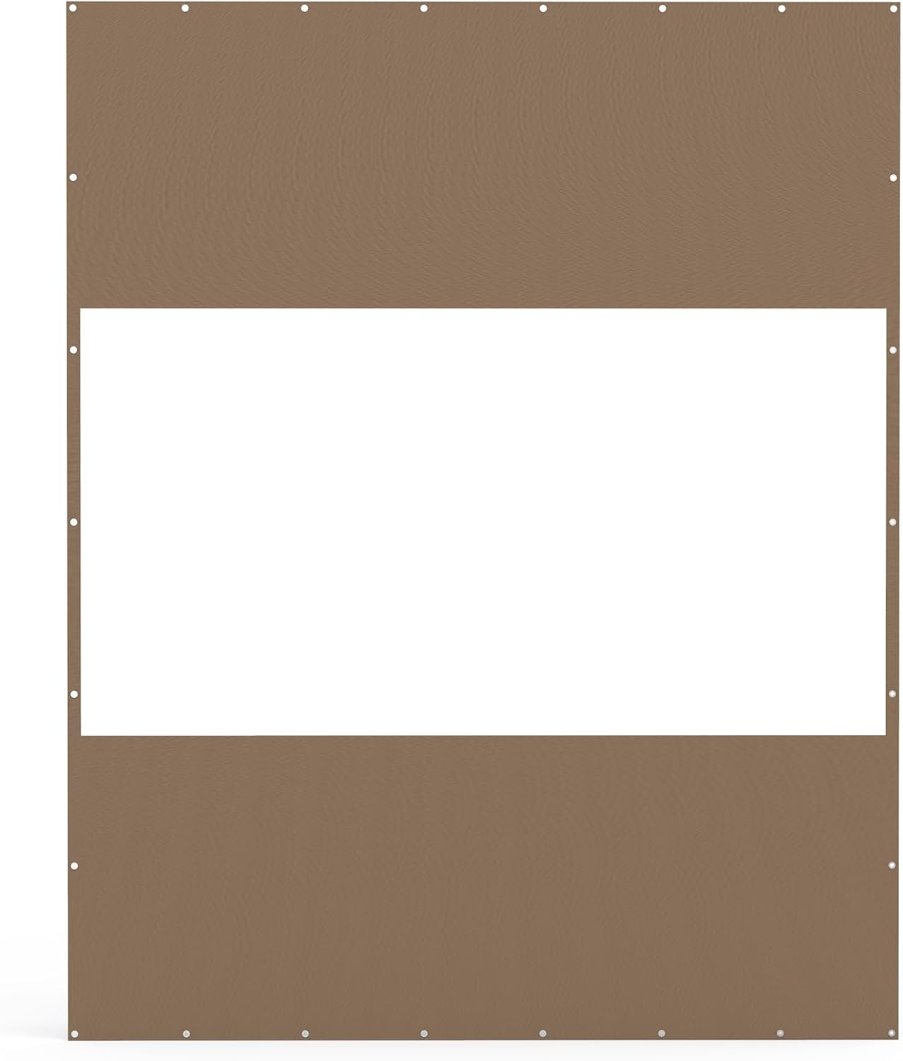 Brown vinyl privacy screen panel with reinforced grommets for outdoor use