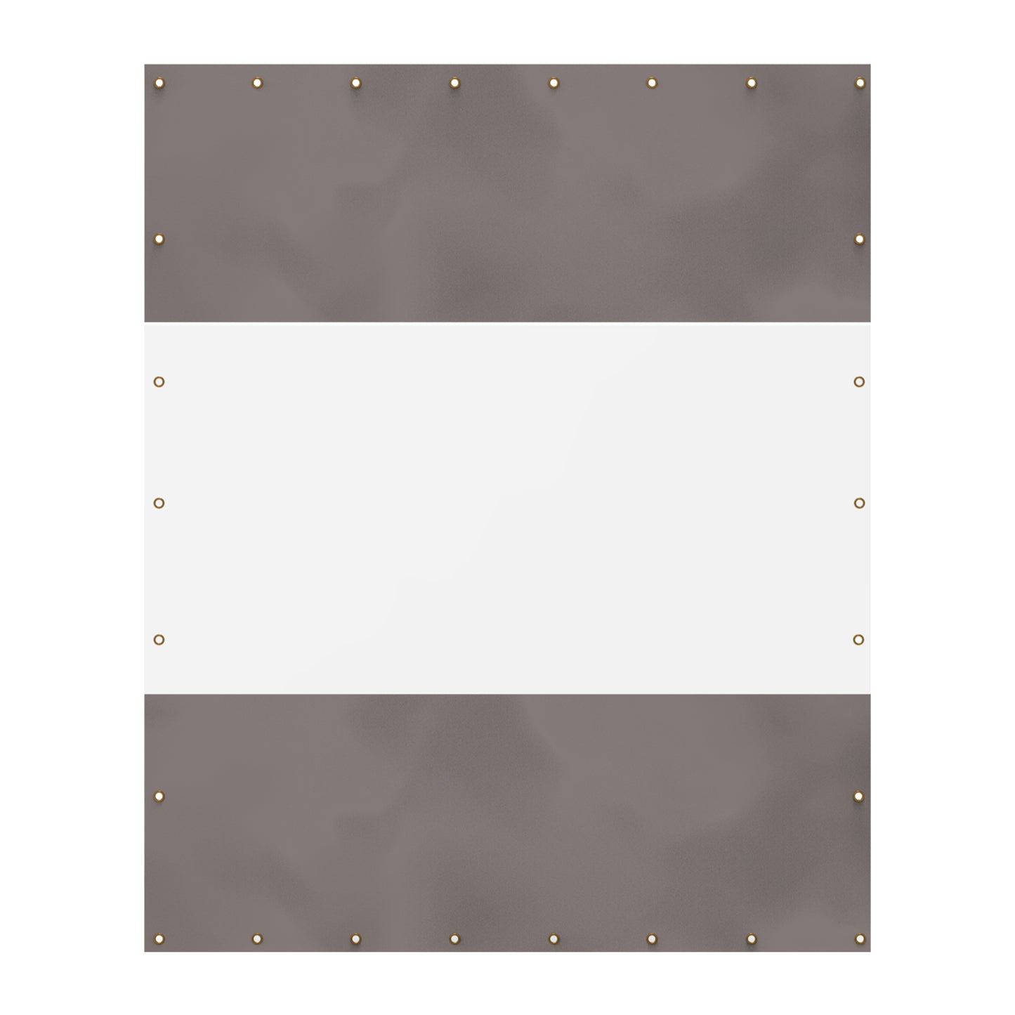 Gray vinyl banner with grommets for hanging