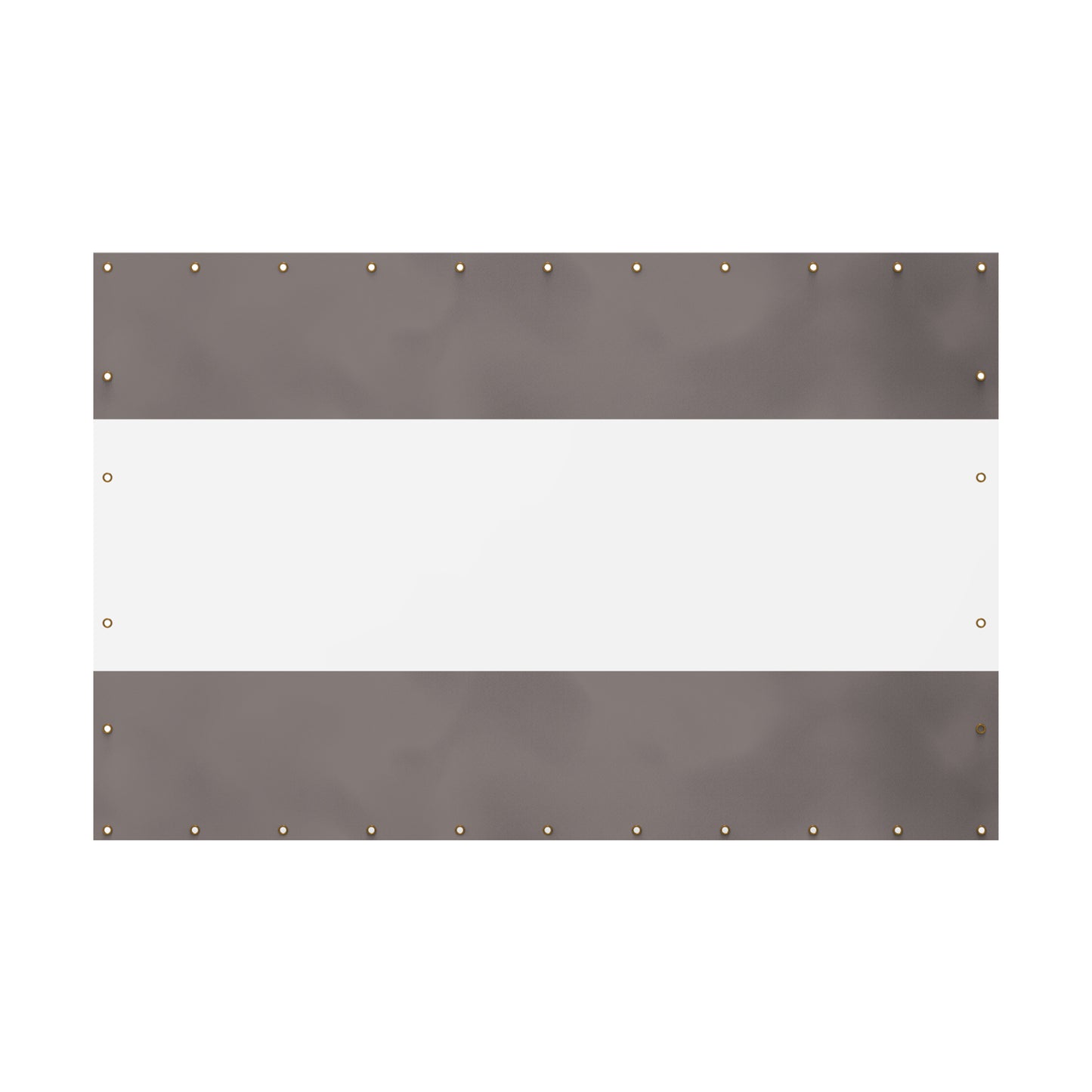 Gray and white striped heavyduty vinyl banner with grommets for outdoor use