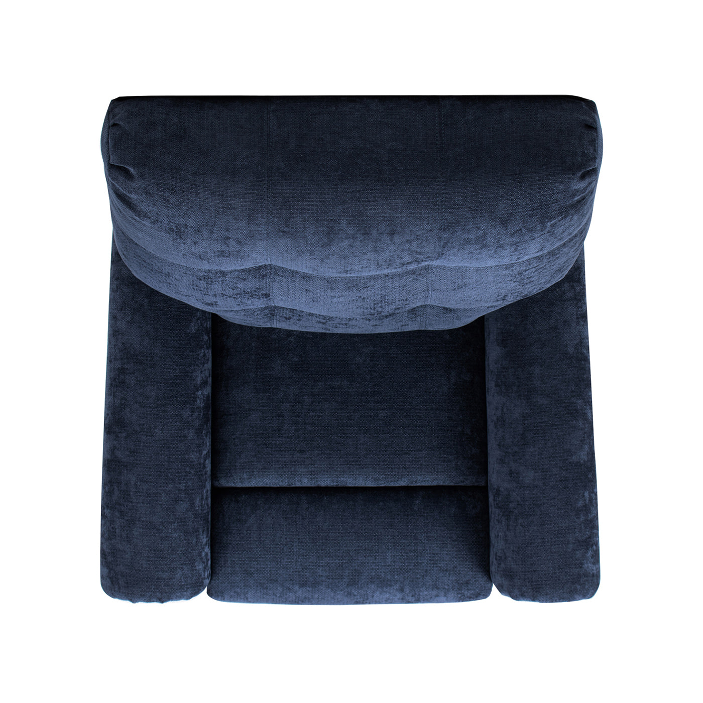 Deep blue velvet armchair with plush cushioning ideal for living room comfort