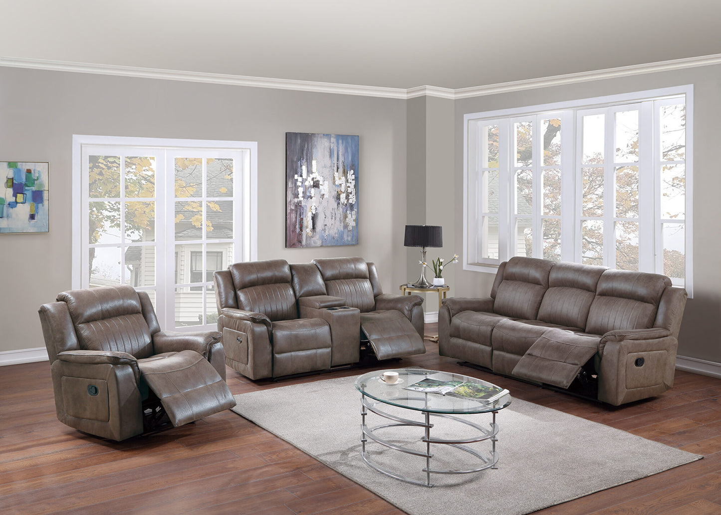 Brown leather recliner chair with plush cushioning and ergonomic design