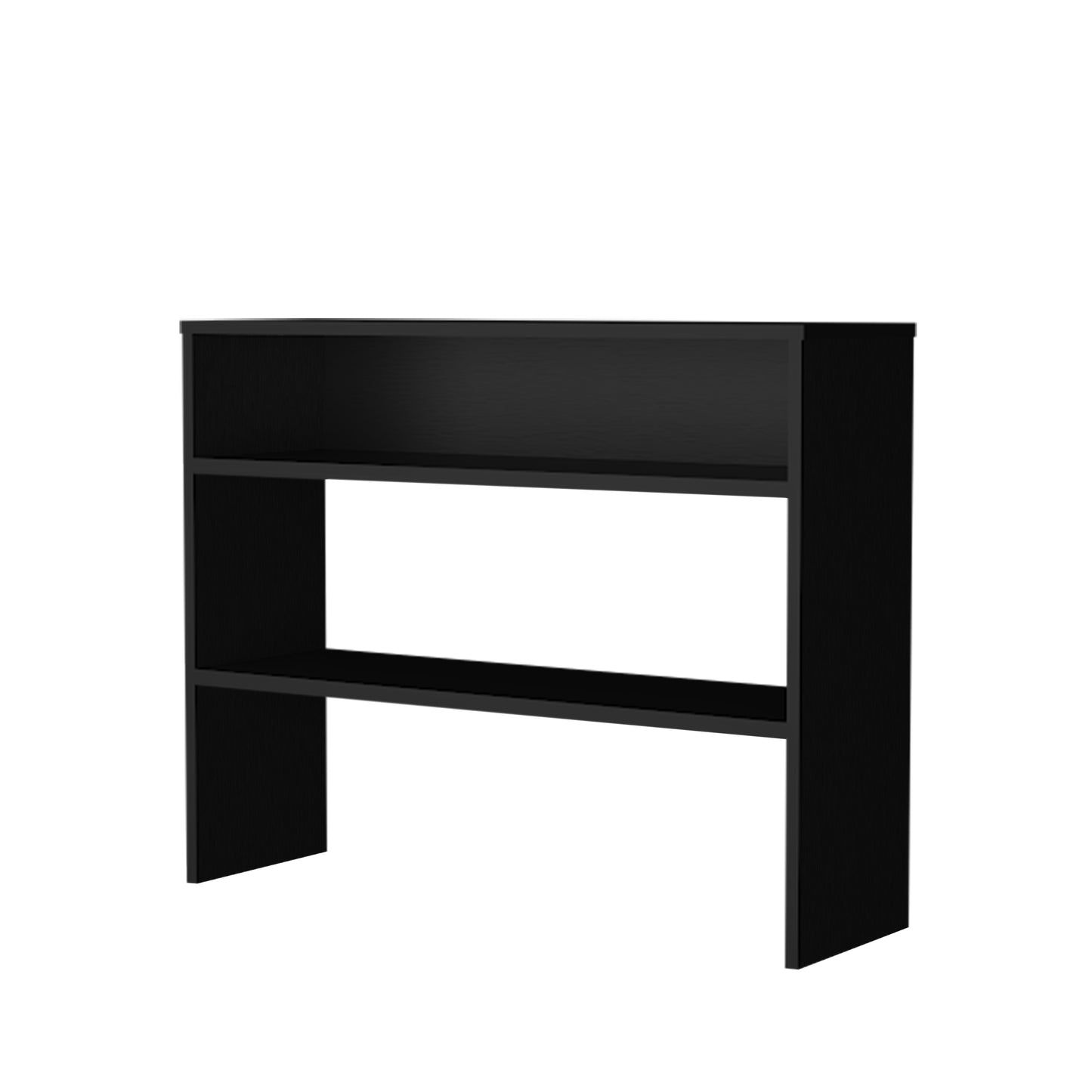 Sleek black twoshelf entryway console table for stylish organization
