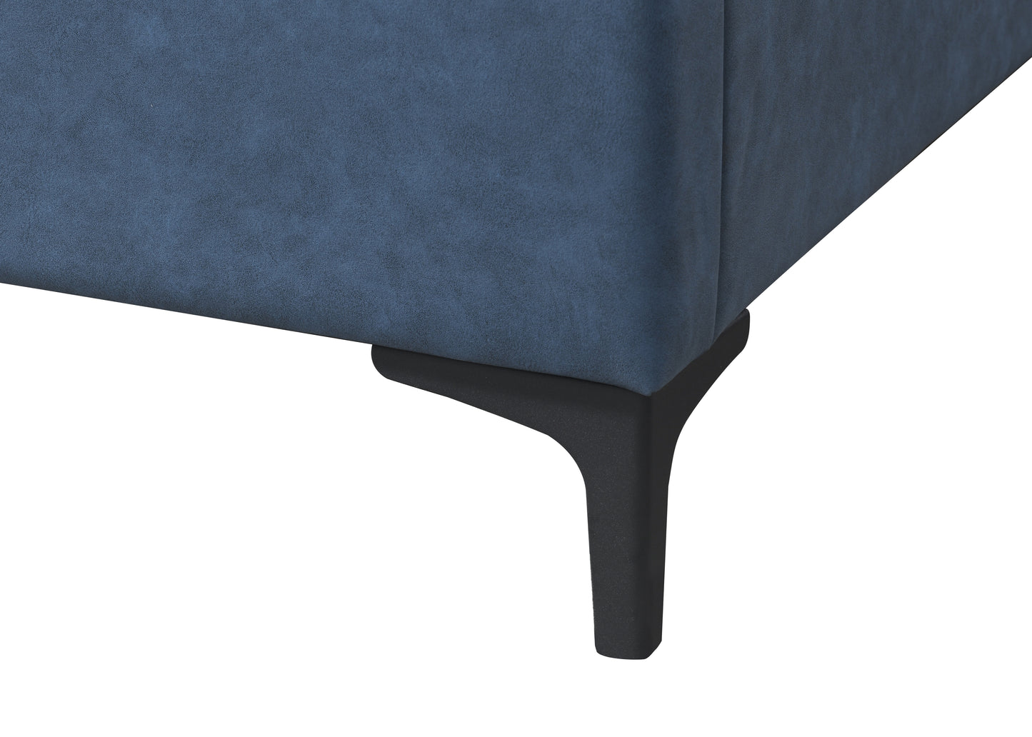 Dark blue textured fabric sofa corner with modern black legs