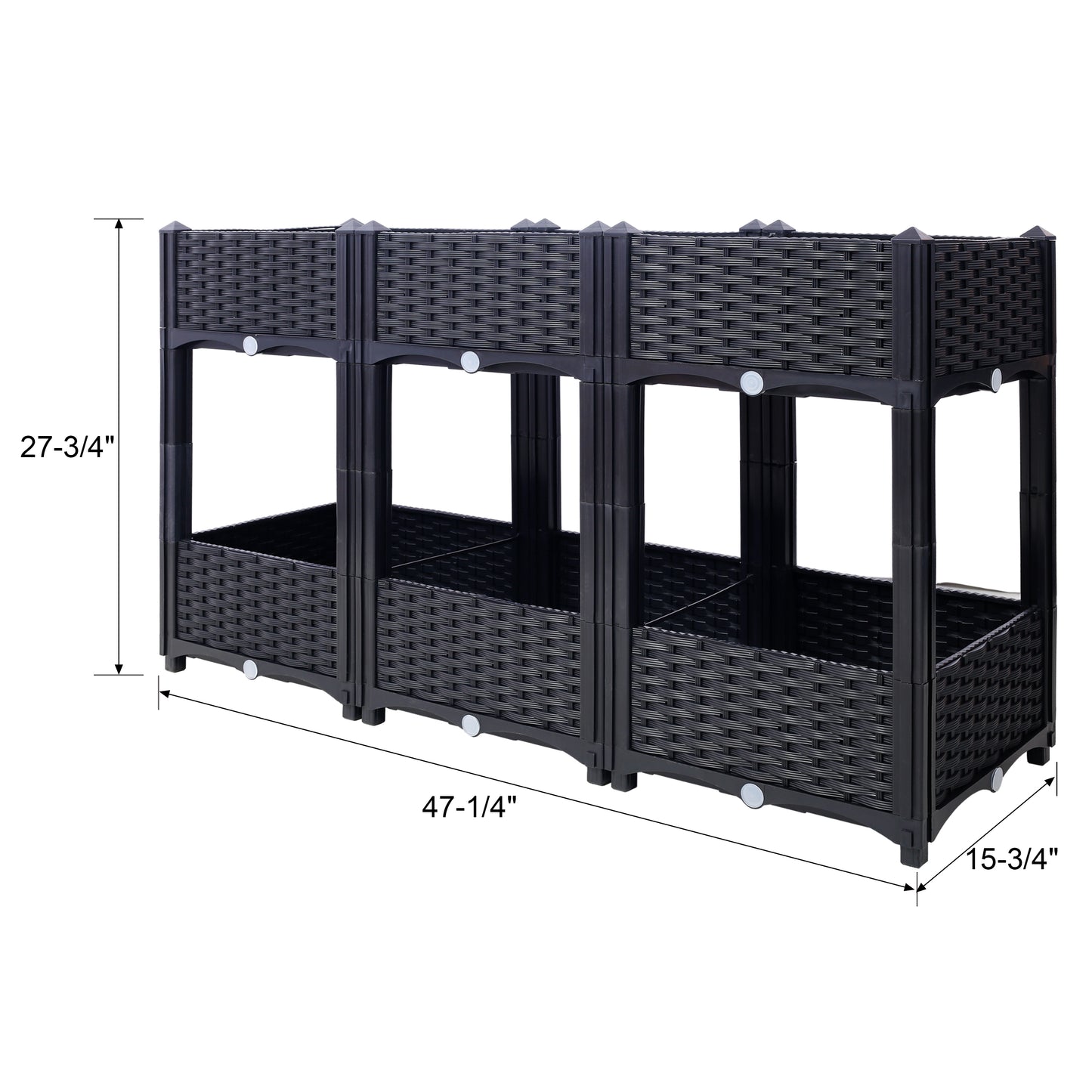 Black composite tiered raised garden bed inches long