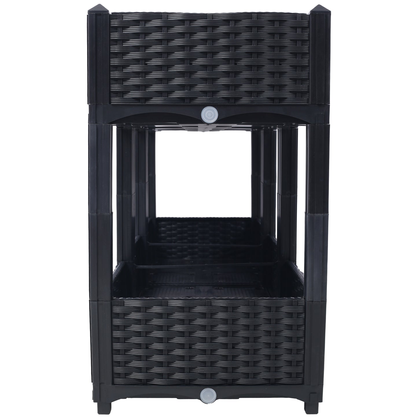 Black rattan effect tiered planter for growing herbs and flowers
