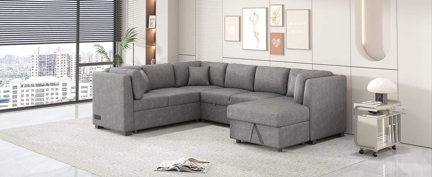 Grey fabric sectional sofa with chaise ideal for modern living rooms