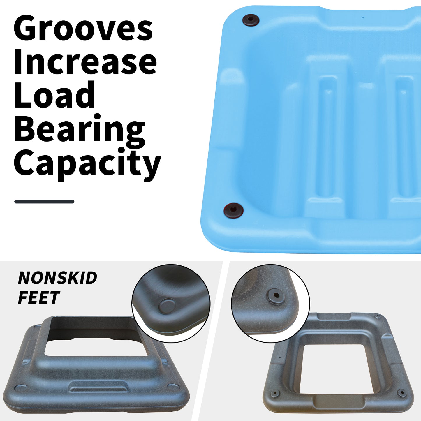 Blue aerobic stepper base with internal grooves for load capacity