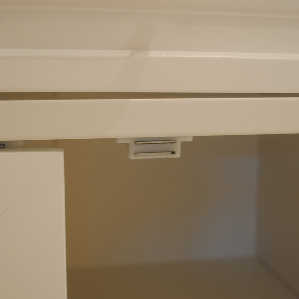 White plastic cabinet door magnetic catch for easy closure