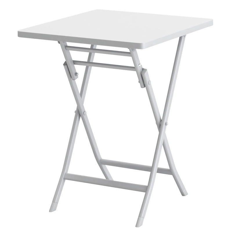 White square folding tray table with a metal frame for easy storage