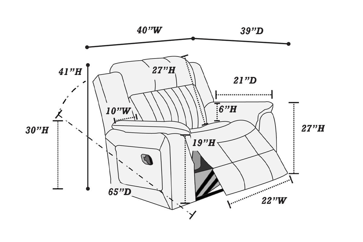 Recliner dimensions W x D x H Seat height arm width back height
