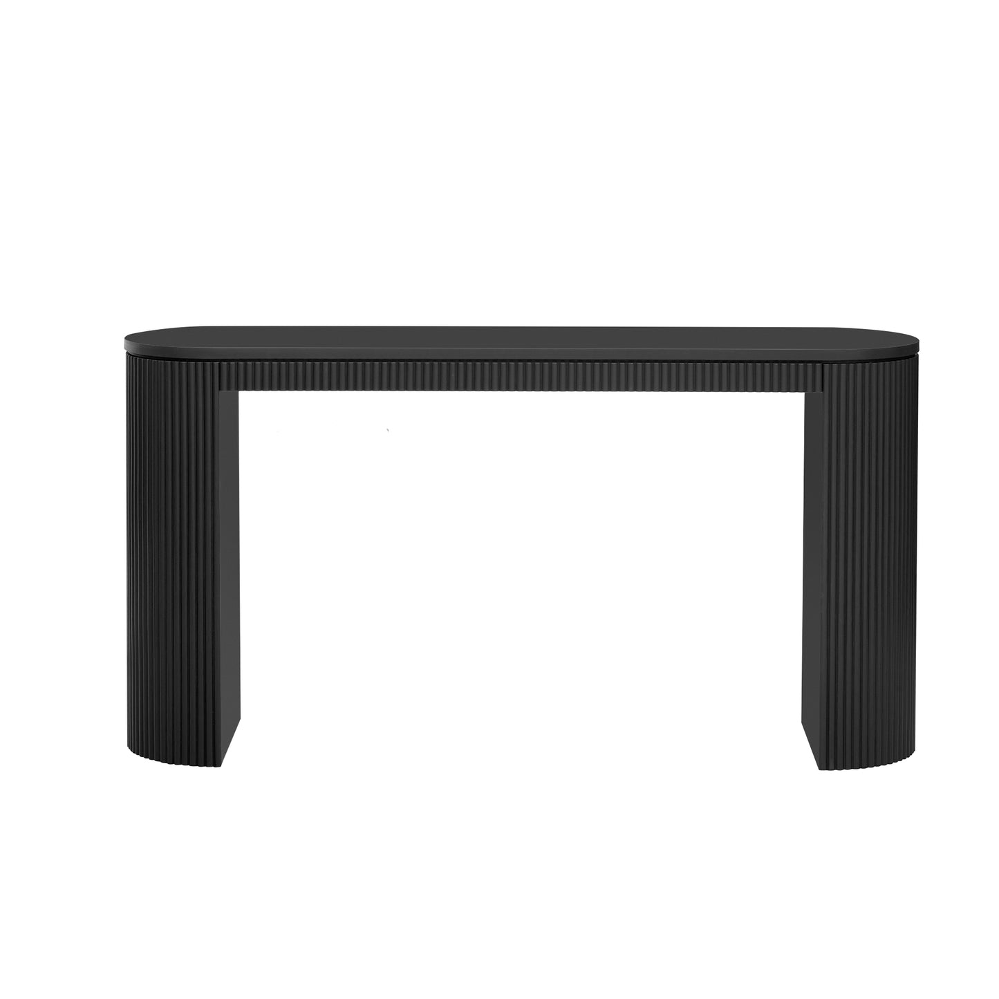 Black fluted console table with curved legs modern design