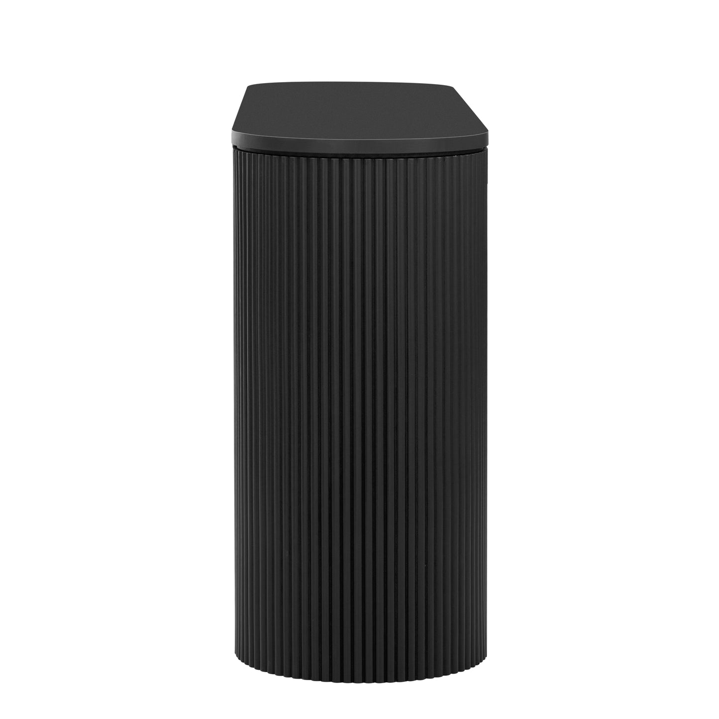 Black ribbed cylindrical planter with matte finish ideal for modern decor