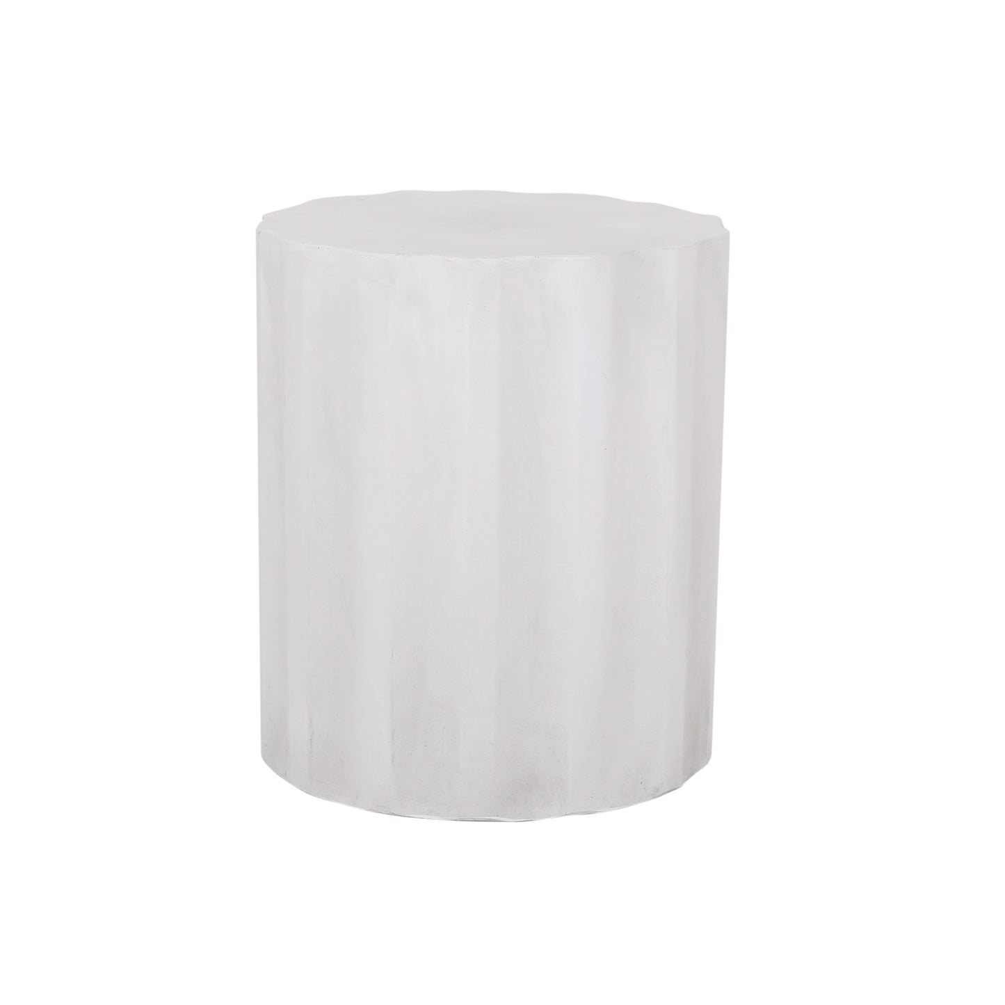 Textured white column accent table perfect for living room decor