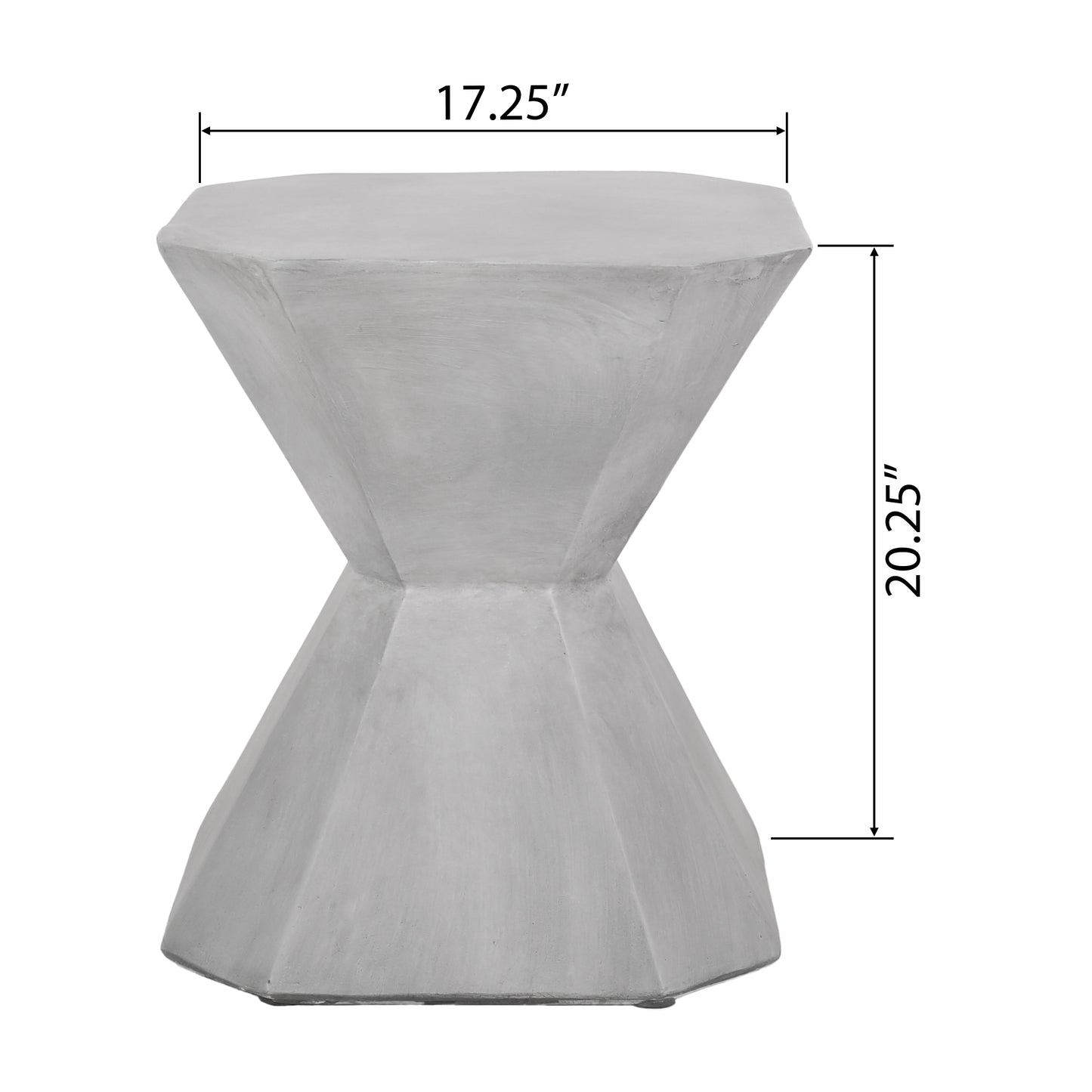 Geometric grey concrete accent table with faceted design