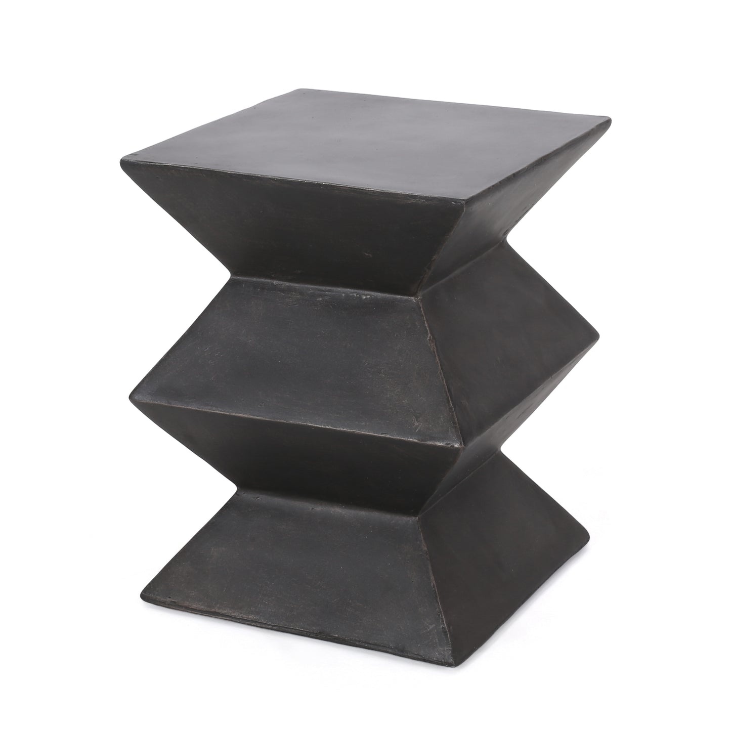 Modern dark gray geometric accent table with faceted design