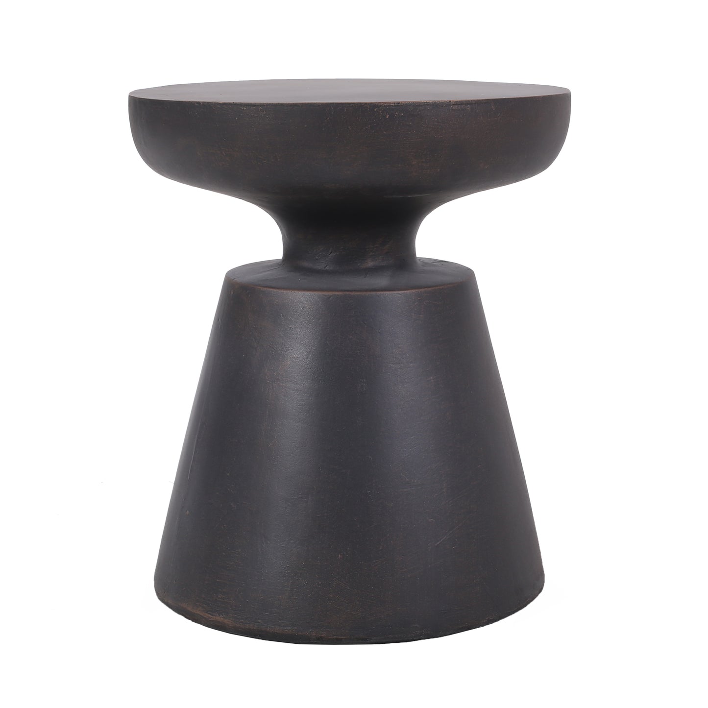 Dark bronze hourglassshaped accent table perfect for small spaces