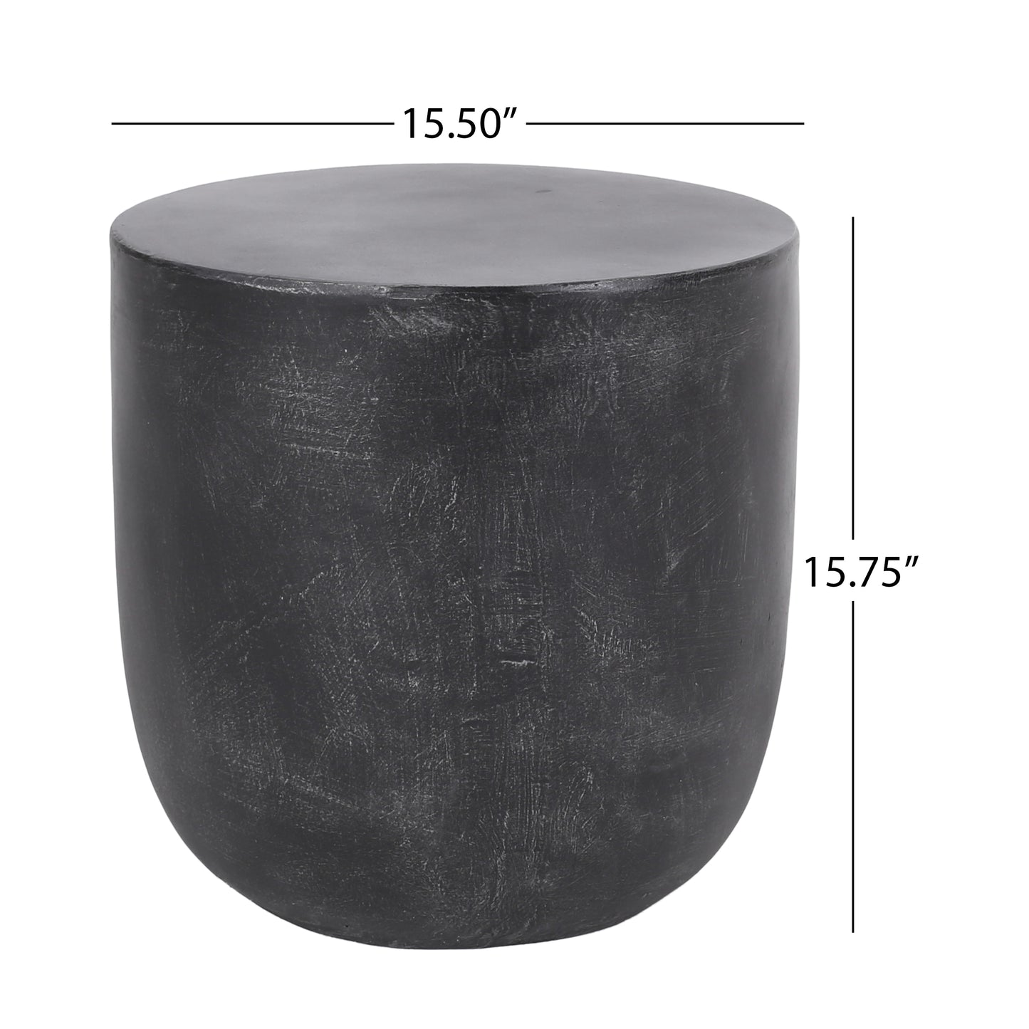 Dark gray textured round side table with a matte finish modern design
