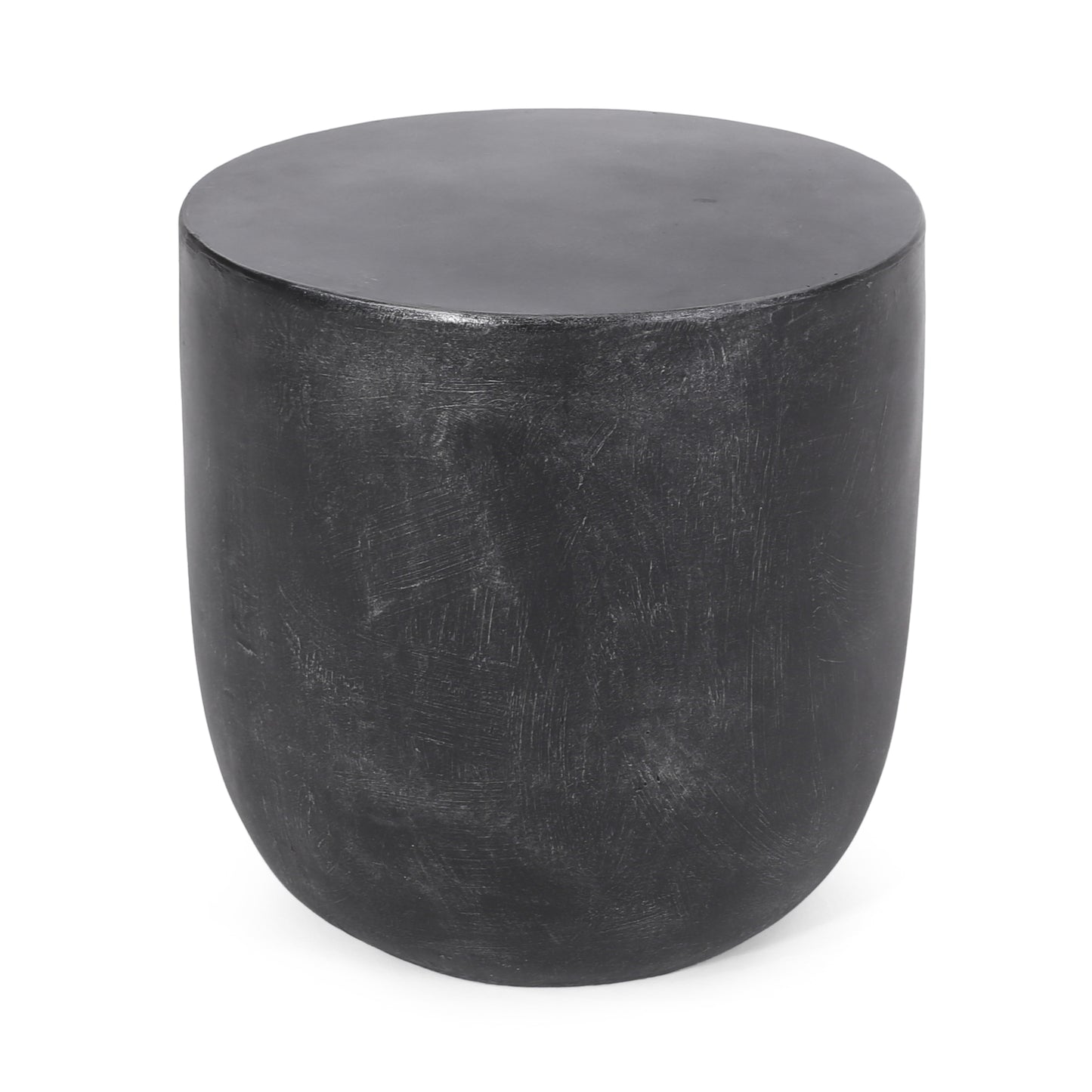 Textured black cylindrical side table with a matte finish suitable for modern living rooms