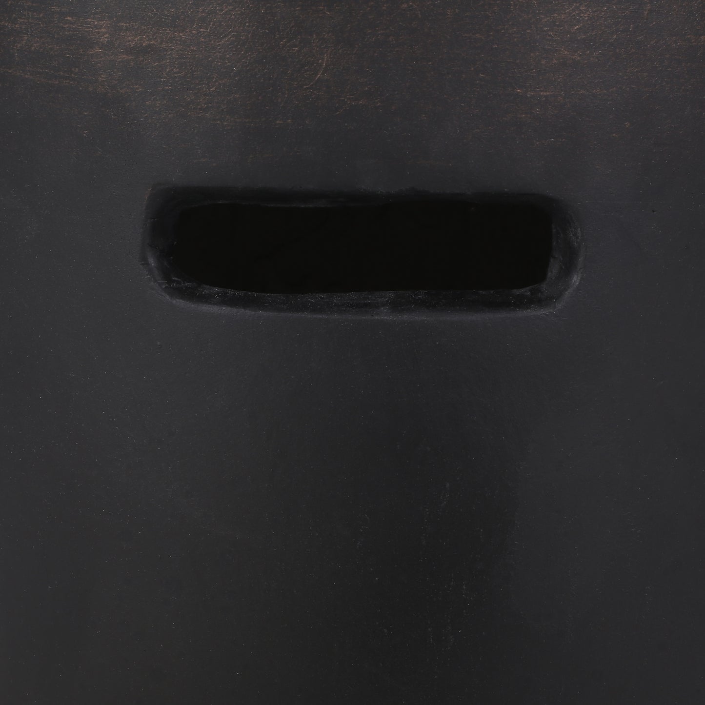 Dark slate gray concrete planter with a rectangular cutout for drainage
