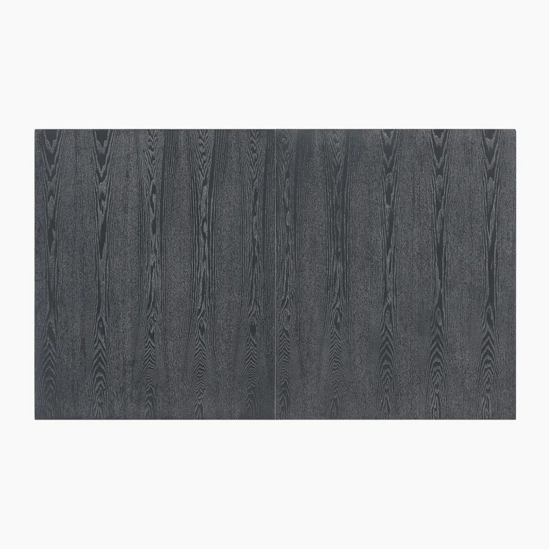 Dark gray wood veneer tabletop with prominent grain pattern