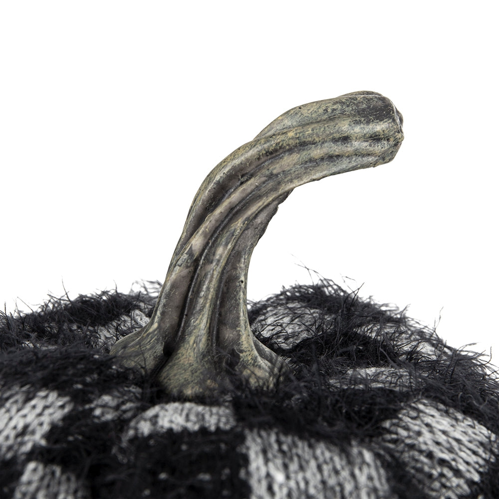 Textured knit pumpkin with distressed stem for fall decor