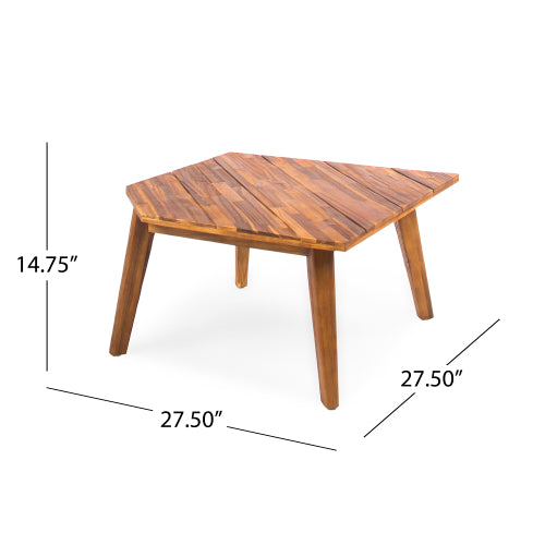 Wooden geometric accent table with natural finish