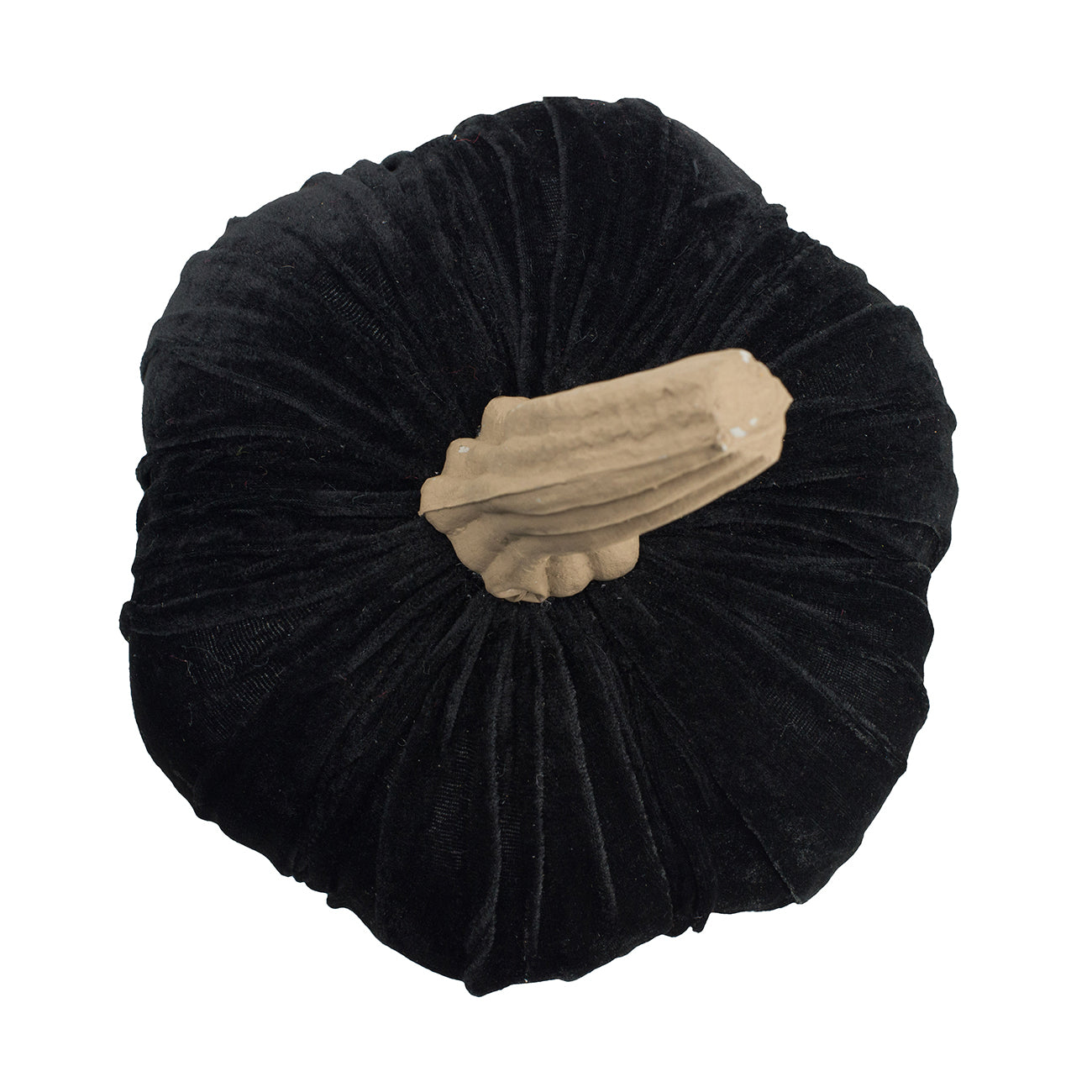 Black velvet pumpkin decoration with textured stem perfect for fall decor