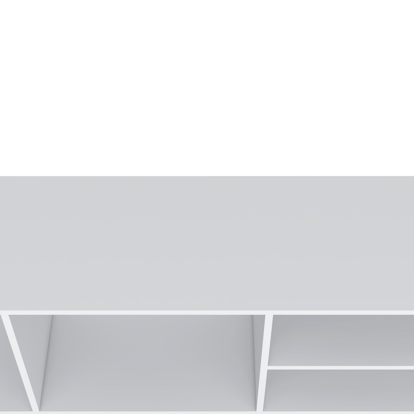Modern white wall shelf with multiple compartments for display