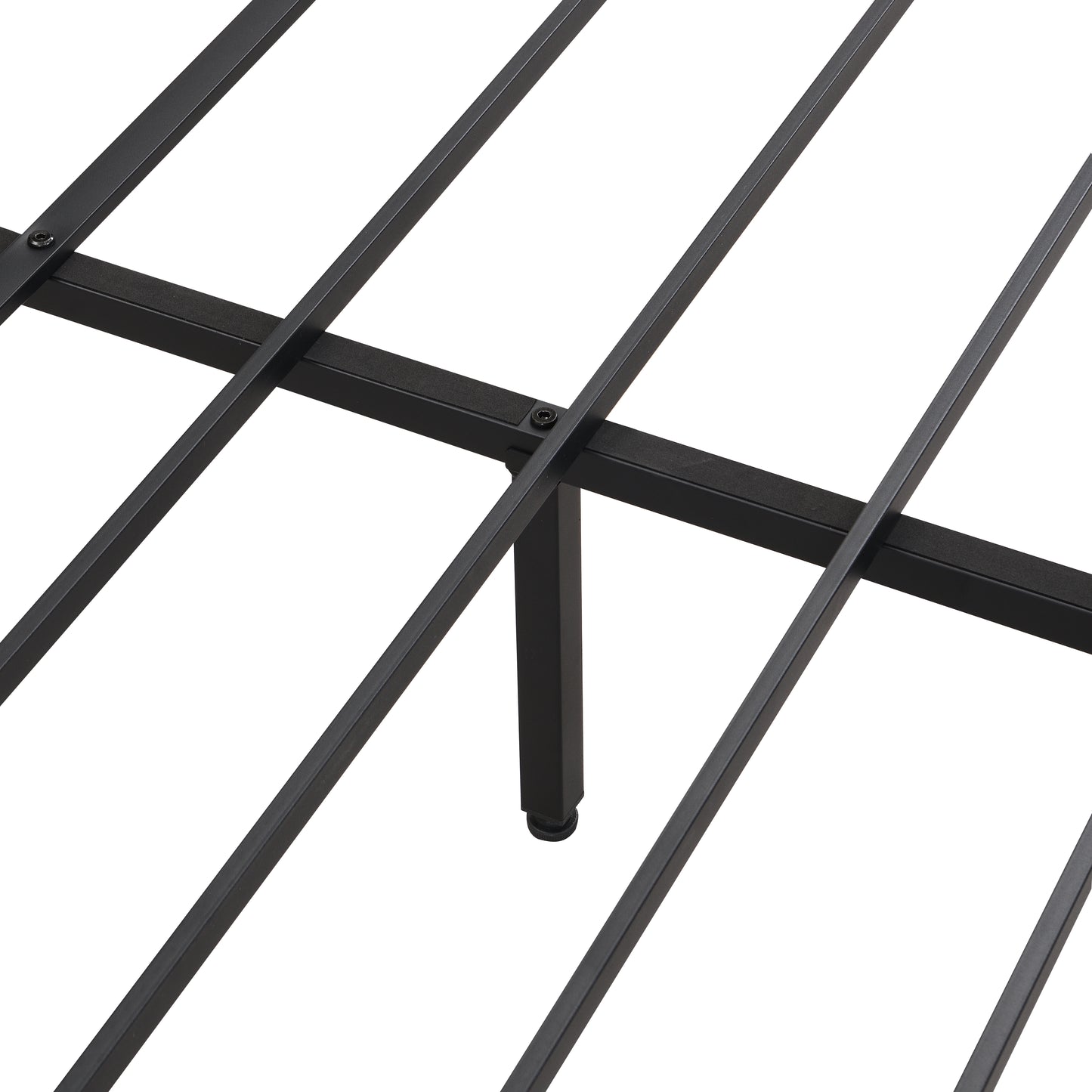 Black metal bed frame with sturdy support slats for mattress stability