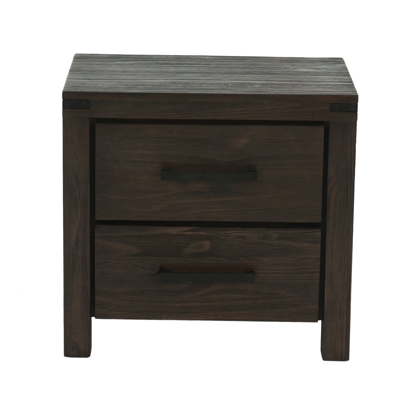 TREATLIFE HOME Solid Wood Nightstand with 2 Drawers and Bar Handle, Modern Design for Bedroom, Espresso Color