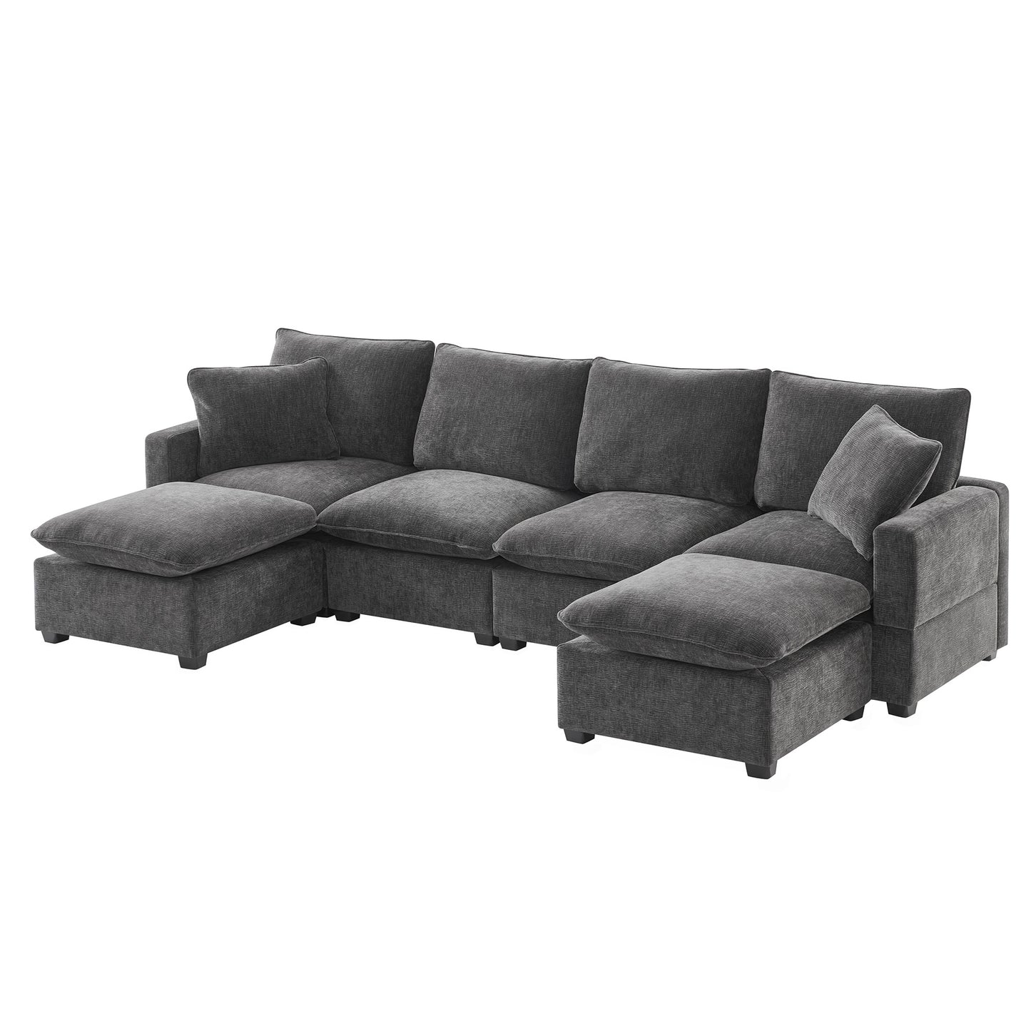 Plush dark grey fabric sectional sofa with chaise perfect for modern living rooms