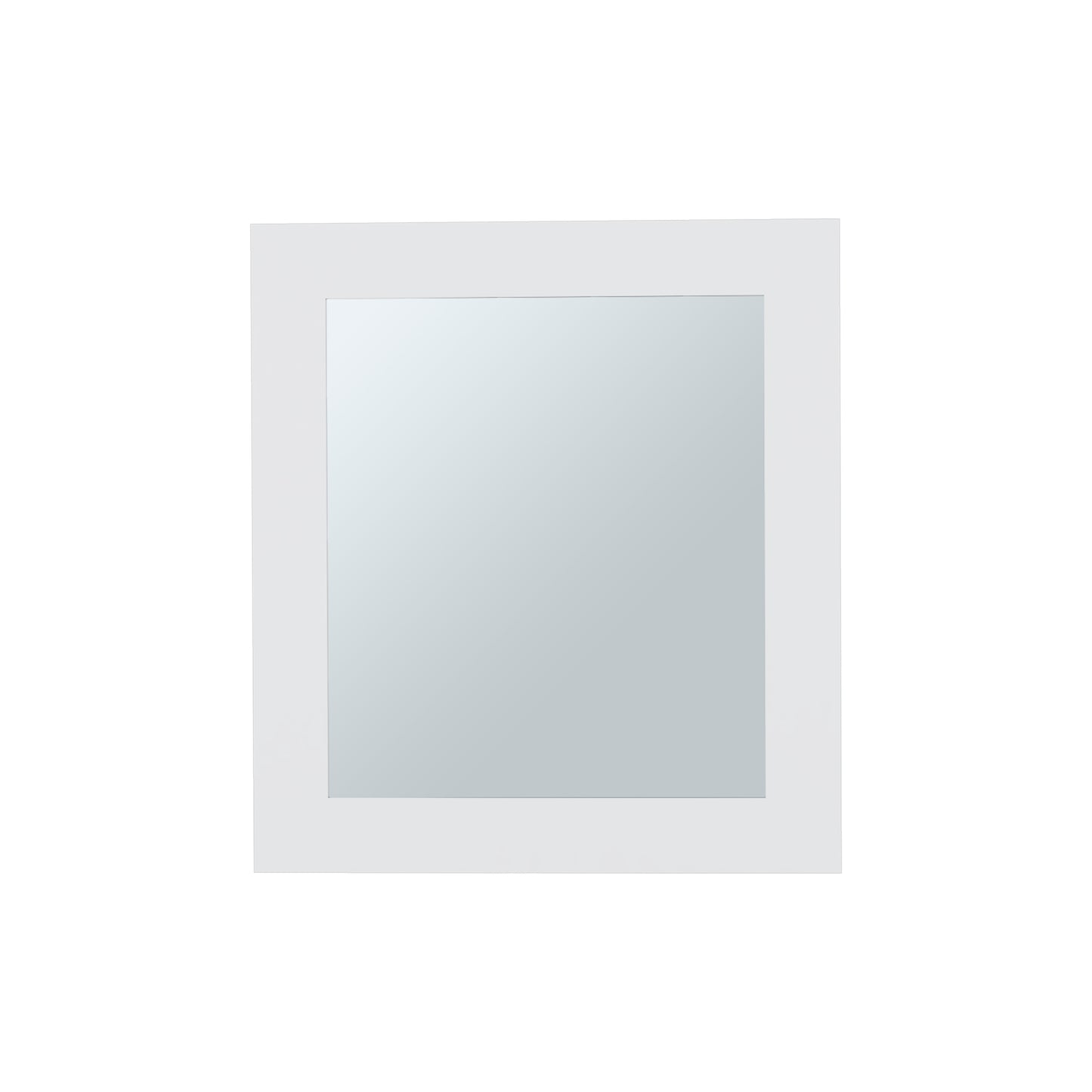 Minimalist square bathroom mirror with a thin white frame