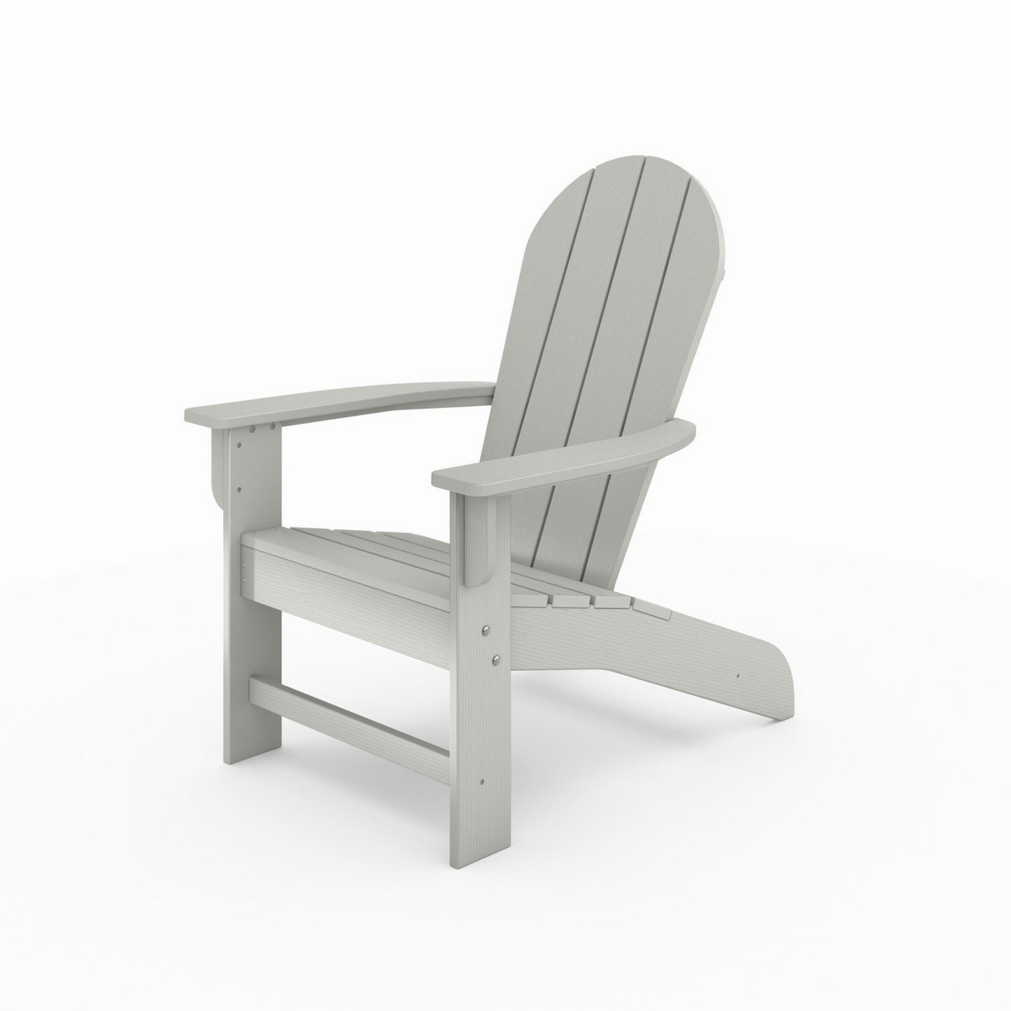 Classic white Adirondack chair with wide armrests perfect for outdoor relaxation