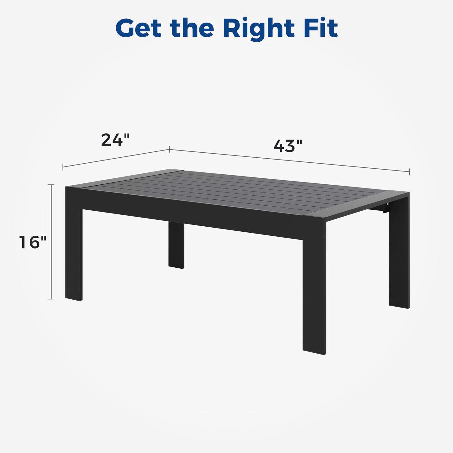 Modern black outdoor coffee table inches long inches wide inches high
