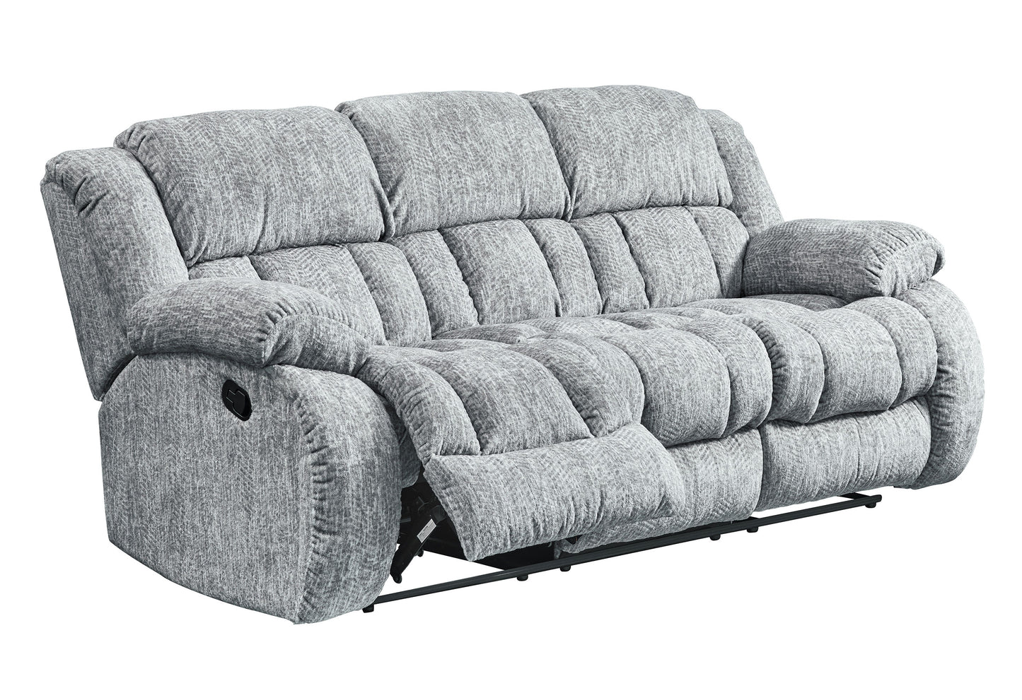 Plush gray fabric recliner sofa with tufted cushions for ultimate comfort and relaxation