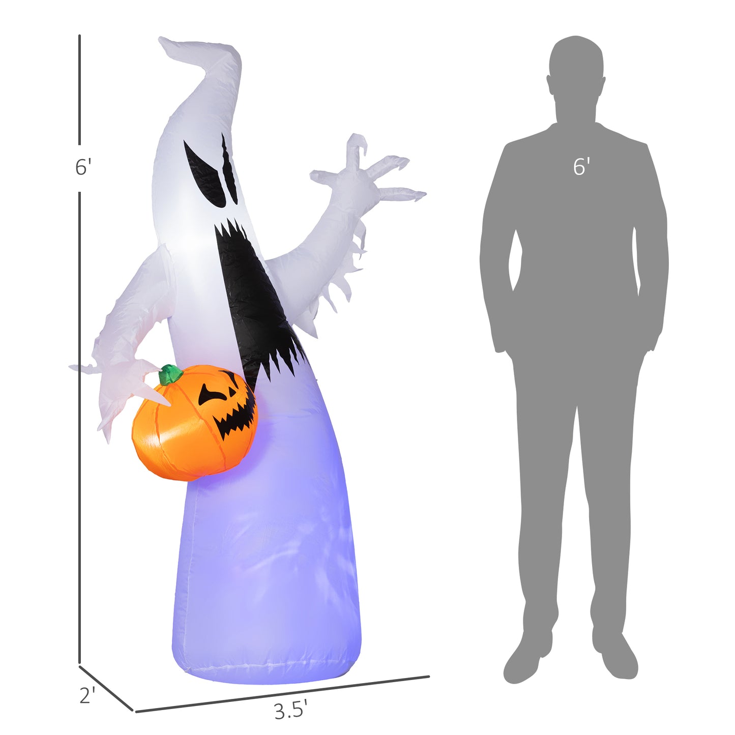 ft tall inflatable ghost holding a jackolantern perfect for Halloween yard decor