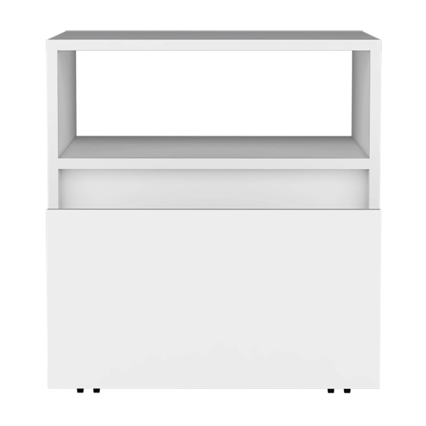 White modern bookcase with open shelves