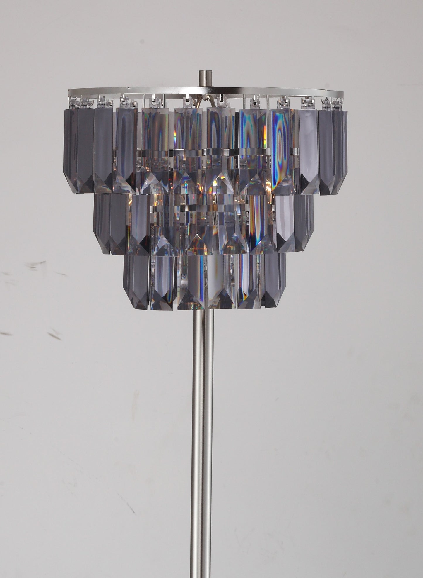 Tiered crystal floor lamp with brushed nickel finish modern home decor