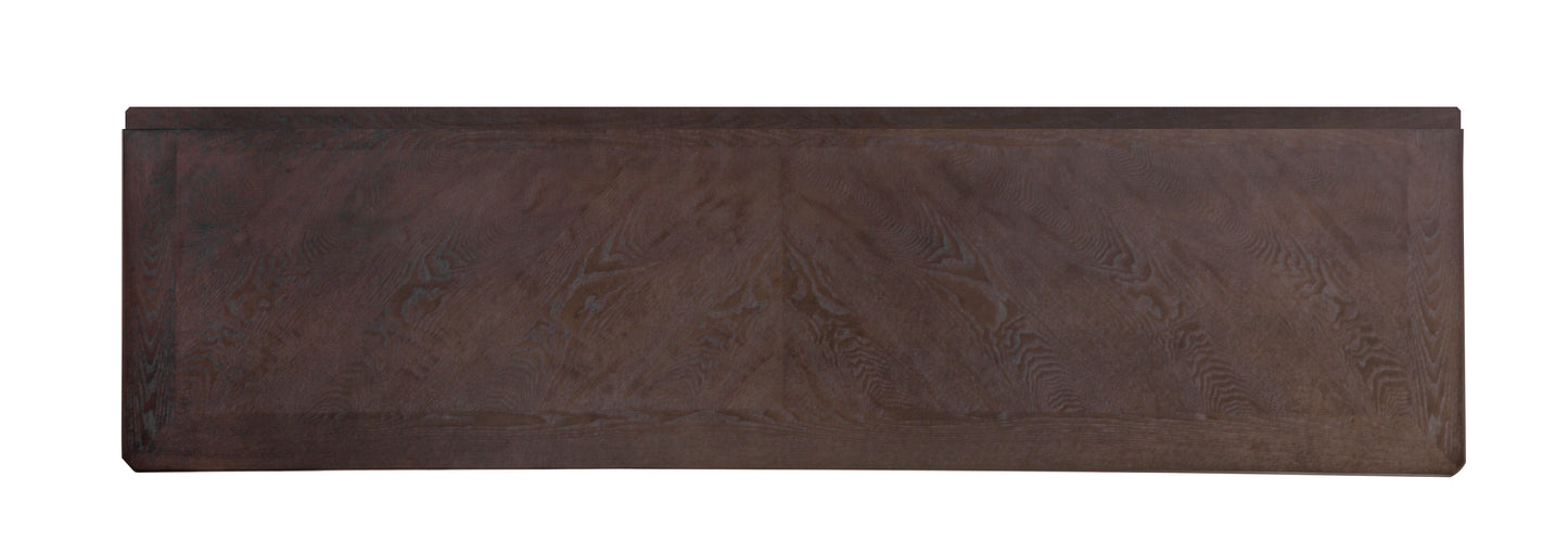 Dark brown wooden tabletop with natural grain pattern minimalist dining table surface