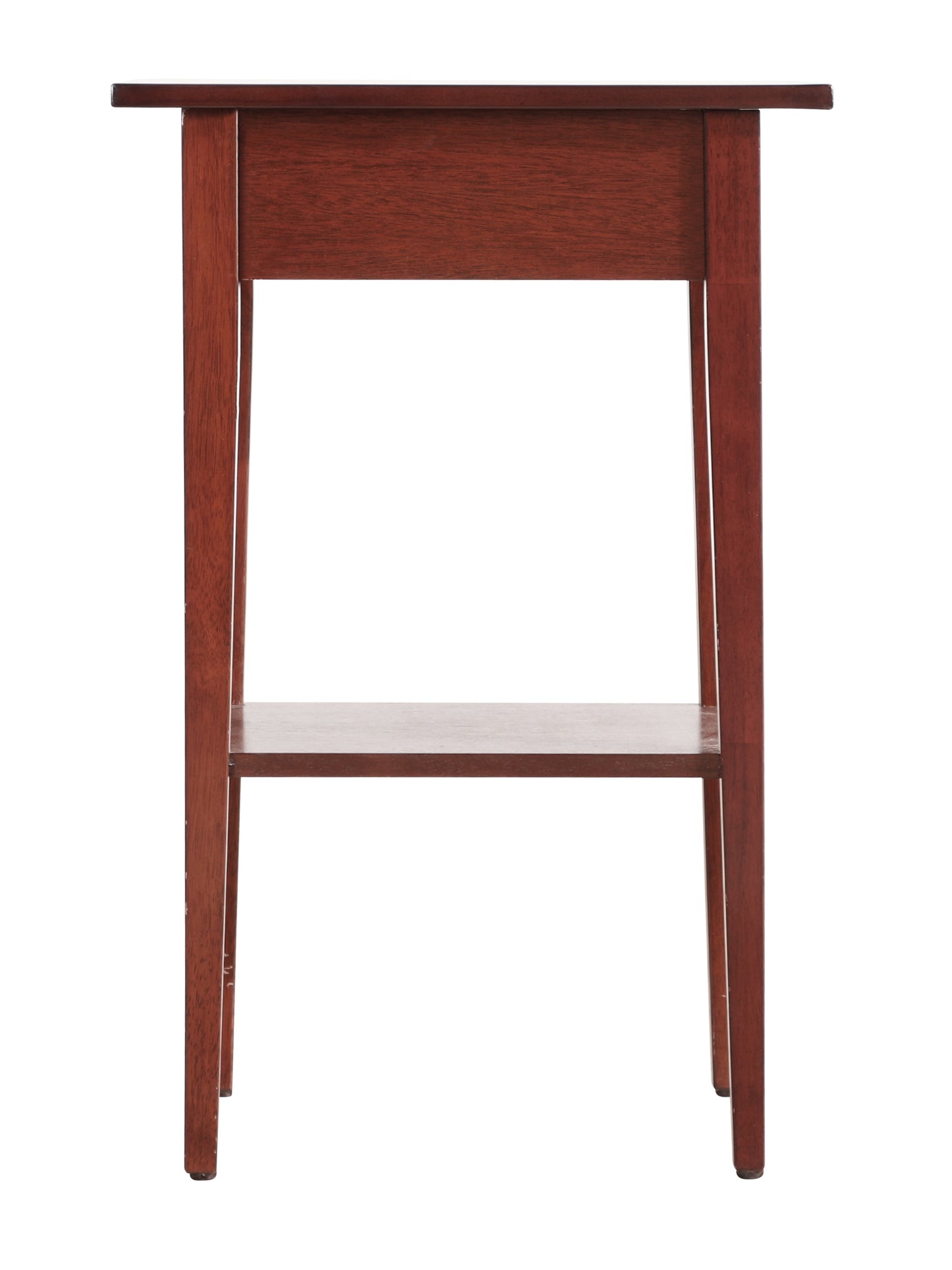 Rich mahogany end table with a single shelf perfect for living room decor