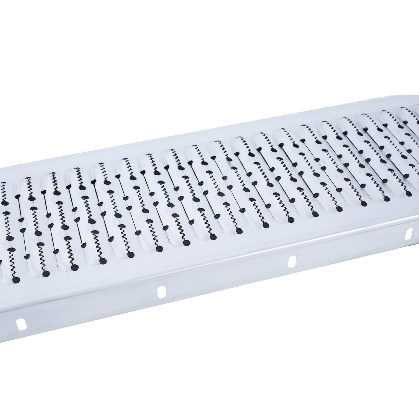 White metal grater with zigzag blade pattern for efficient shredding