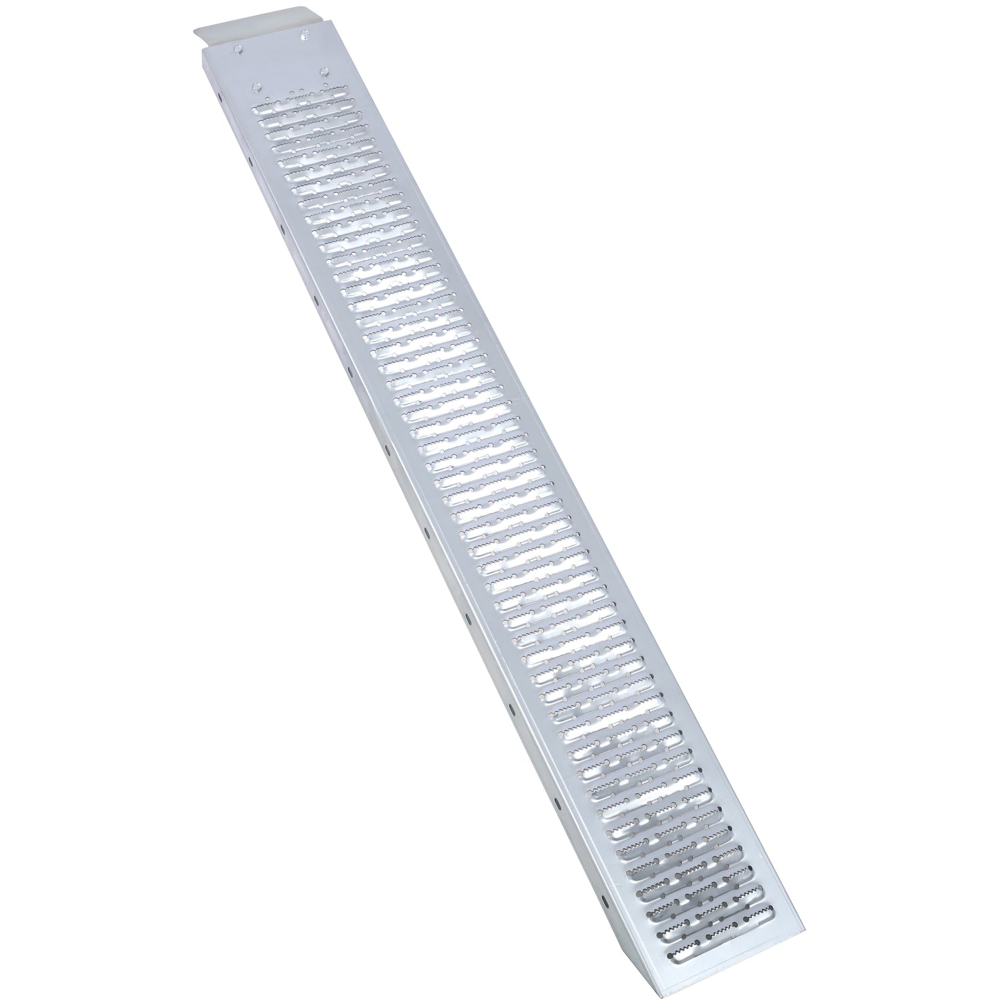 Silver metal grate for drainage systems with serrated edge and perforated holes