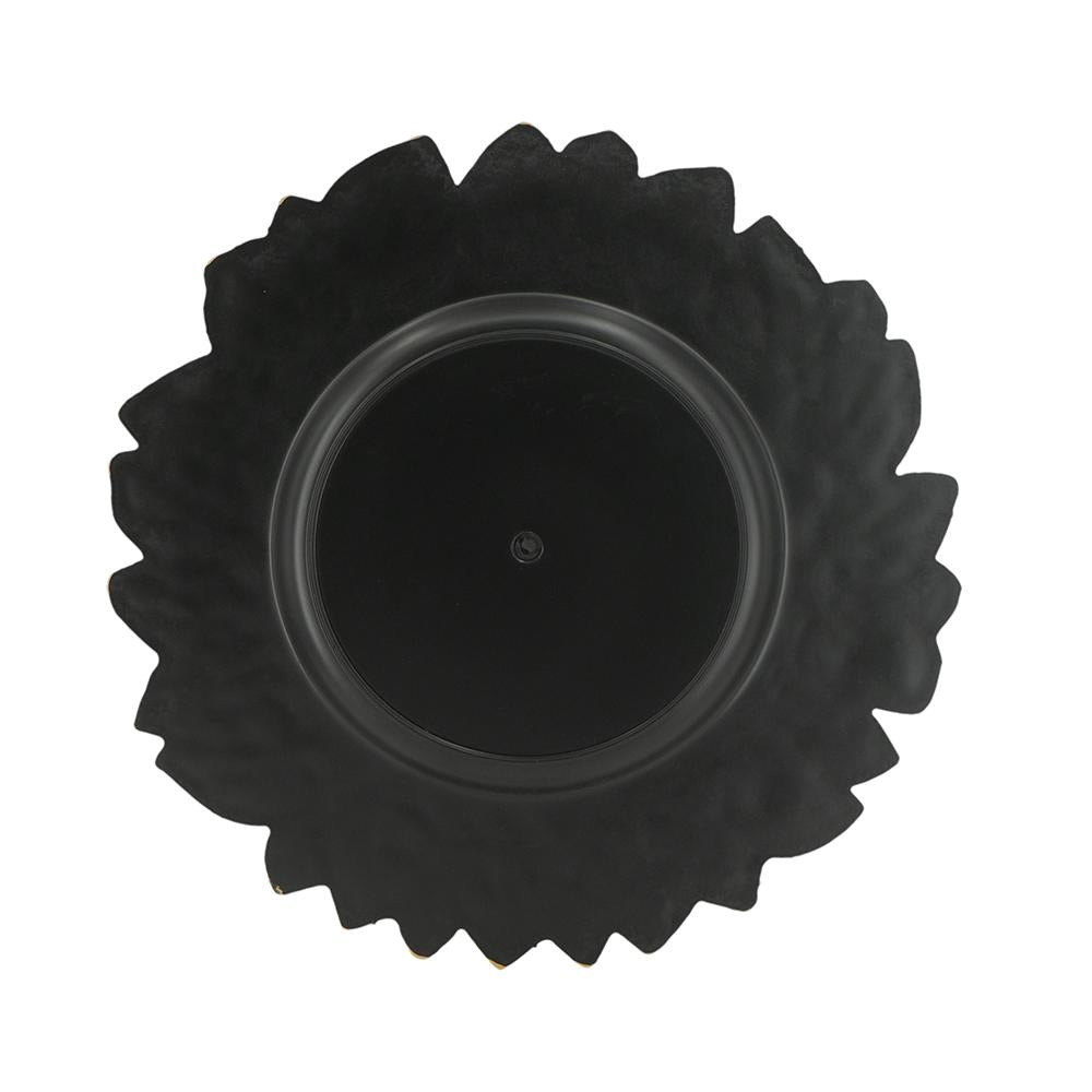 Black decorative charger plate with scalloped rim ideal for table settings