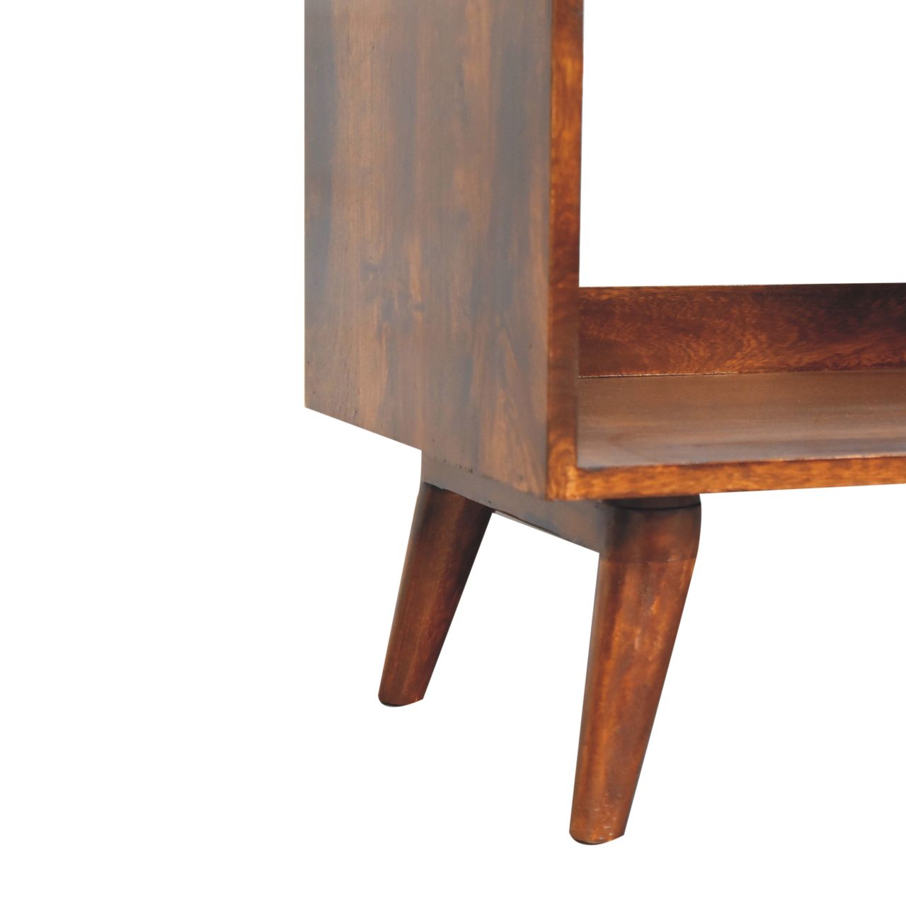Solid wood shelf unit with midcentury modern tapered legs