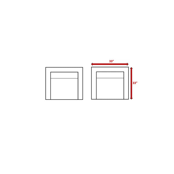 Diagram showing two cubeshaped side tables each inches wide and inches tall
